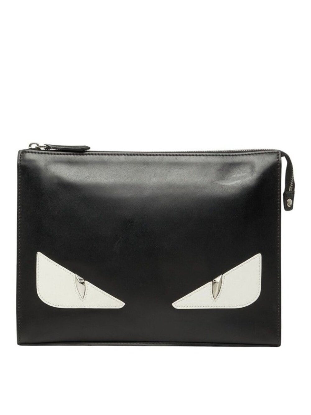 Fendi Bugs Monster Clutch Pouch Black Leather